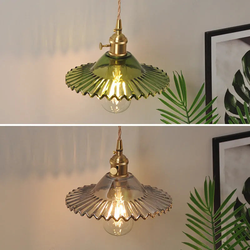 Retro copper and glass lotus wall lamp in six colour options, diameter 22cm.