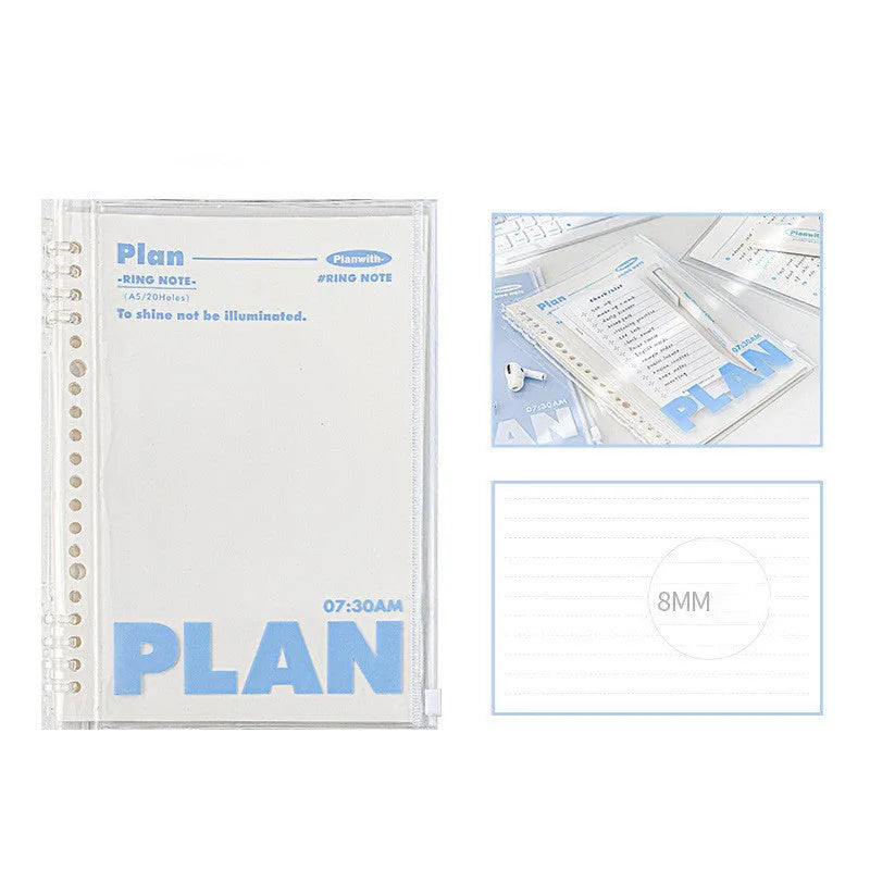 A5 PVC spiral bound notebook in blue or white colour for storing loose papers