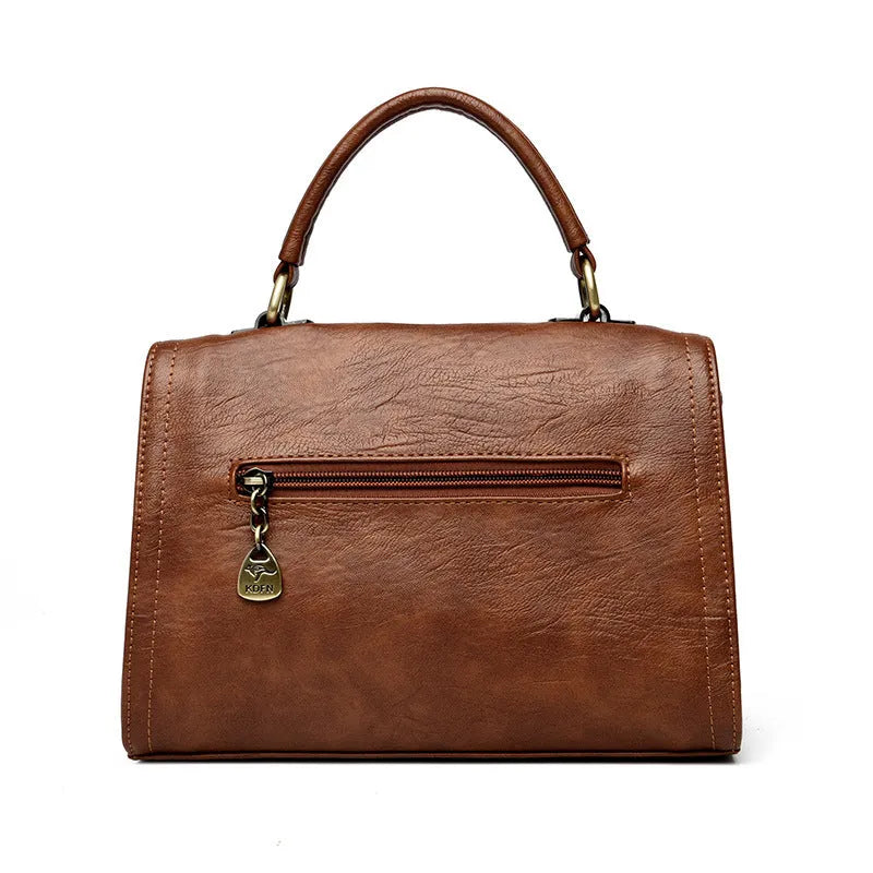 Soft grey PU leather women's retro square crossbody bag with a sandwich pocket.
