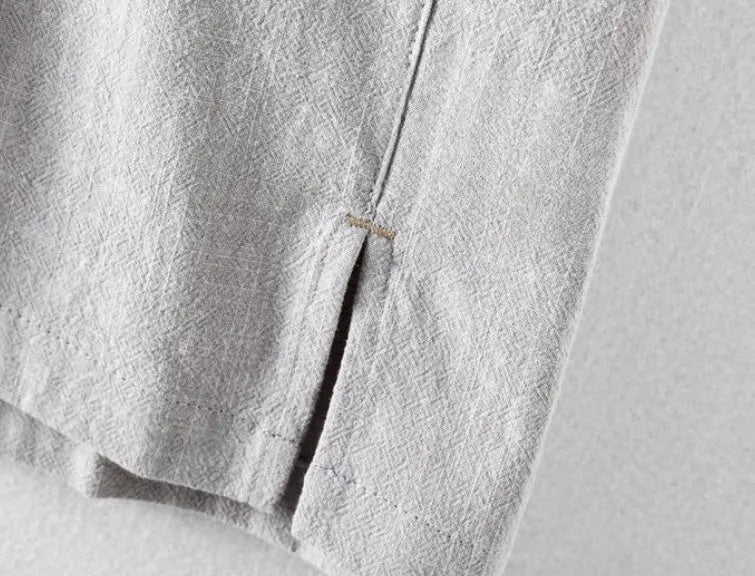 Men's loose fit linen cotton blend casual shirt in solid colours