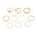 Gold tone openwork flower ring with intricate floral pattern design and glossy finish