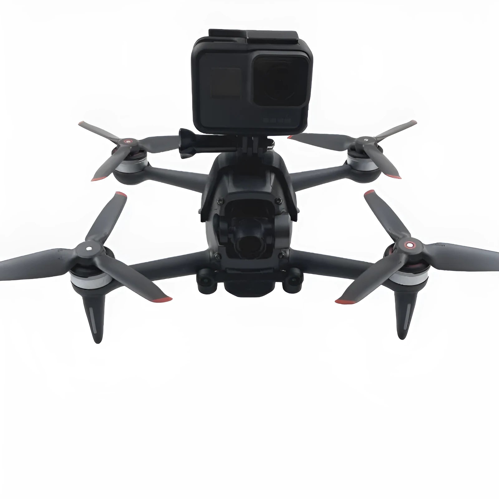 3D-printed hard plastic expansion bracket for FPV drone top camera mounting with protective sponge