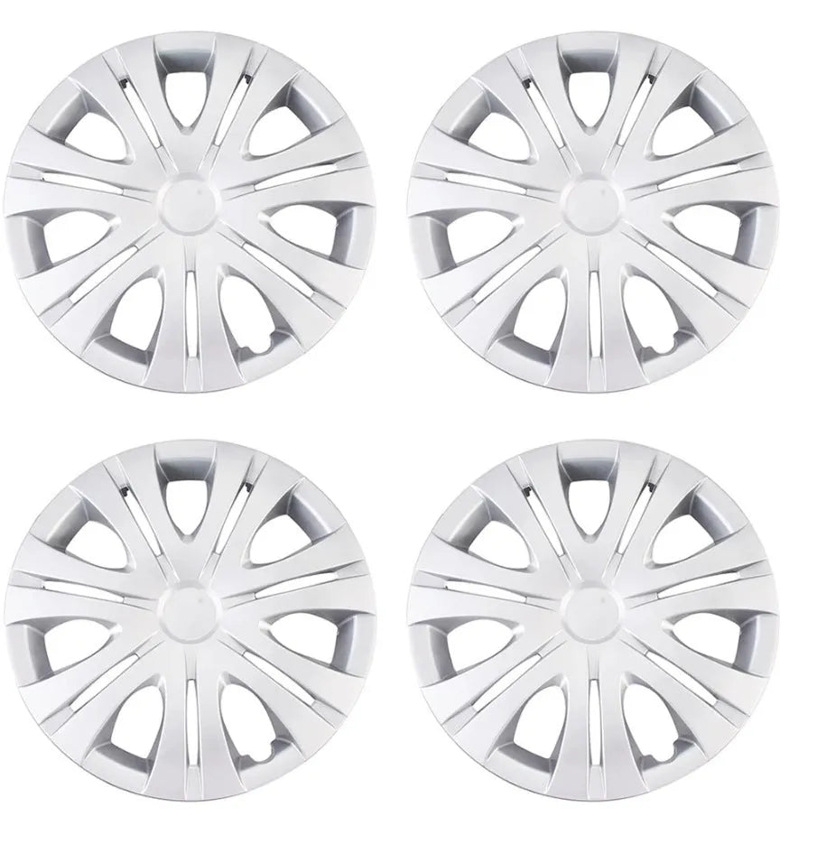 Universal monochrome ABS plastic wheel hub cover in silver, electroplating or black finish.