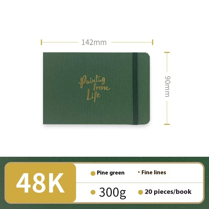 Feiluniao handmade fabric watercolour sketchbook with decorative cover, shown at 185mm length.