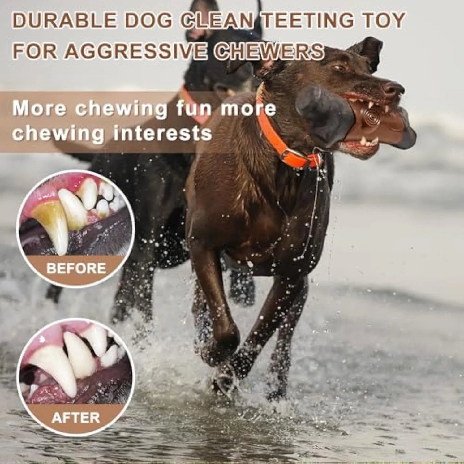 Large brown branch-shaped nylon dog chew toy for aggressive large breed dogs.