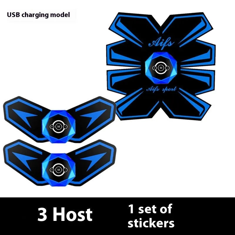 Eight-piece abdominal massage patch set with silicone nodes on ABS resin framework