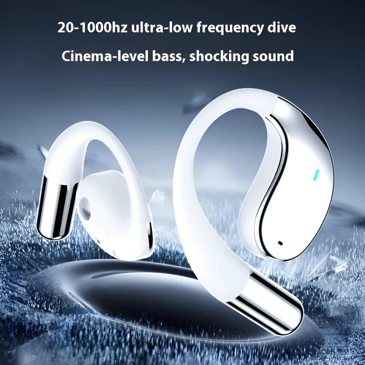 Sports Bluetooth earphones with hanging ear design in black or beige colour options