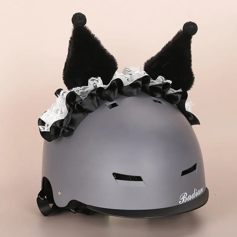 Cartoon character plush fabric helmet ear decoration cover for medium-sized helmets.