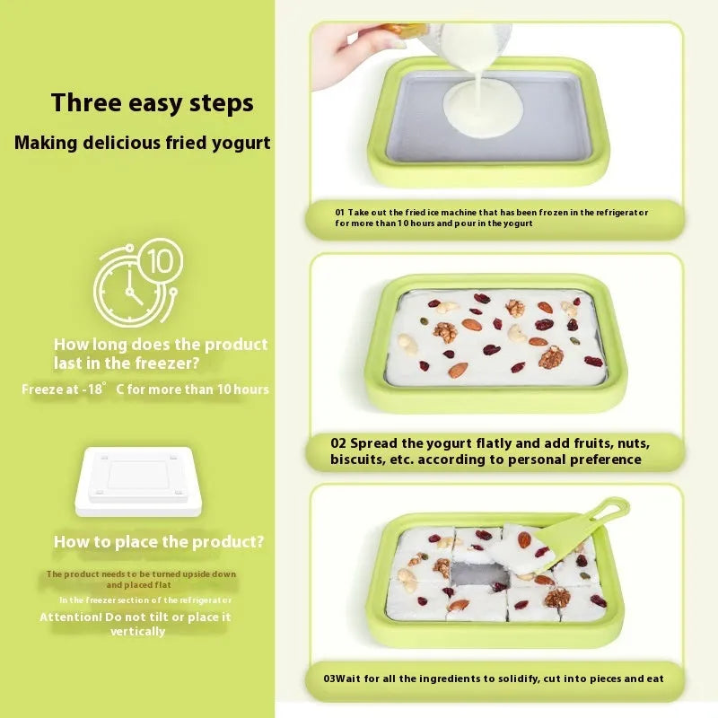 Manual fried yogurt machine for DIY ice cream making in green, pink, white, or rose red.
