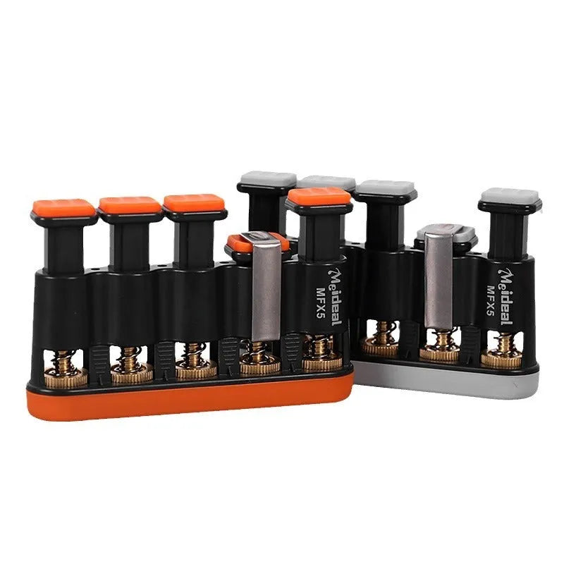 Grey and orange non-slip silicone finger trainer for hand muscle development