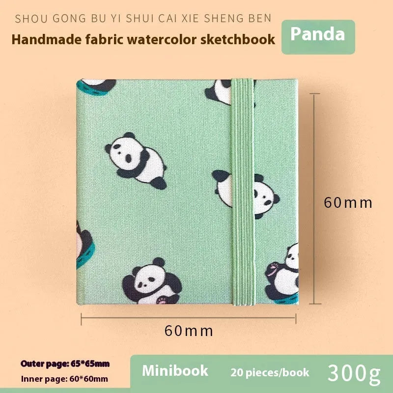 Feiluniao handmade fabric watercolour sketchbook with decorative cover, shown at 185mm length.