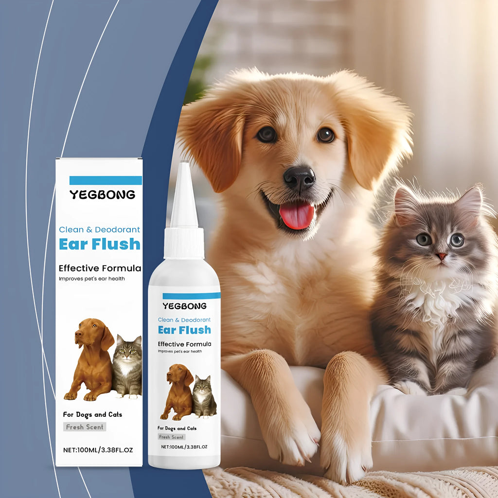 100ml bottle of pet ear cleaner for dogs and cats for gentle earwax removal