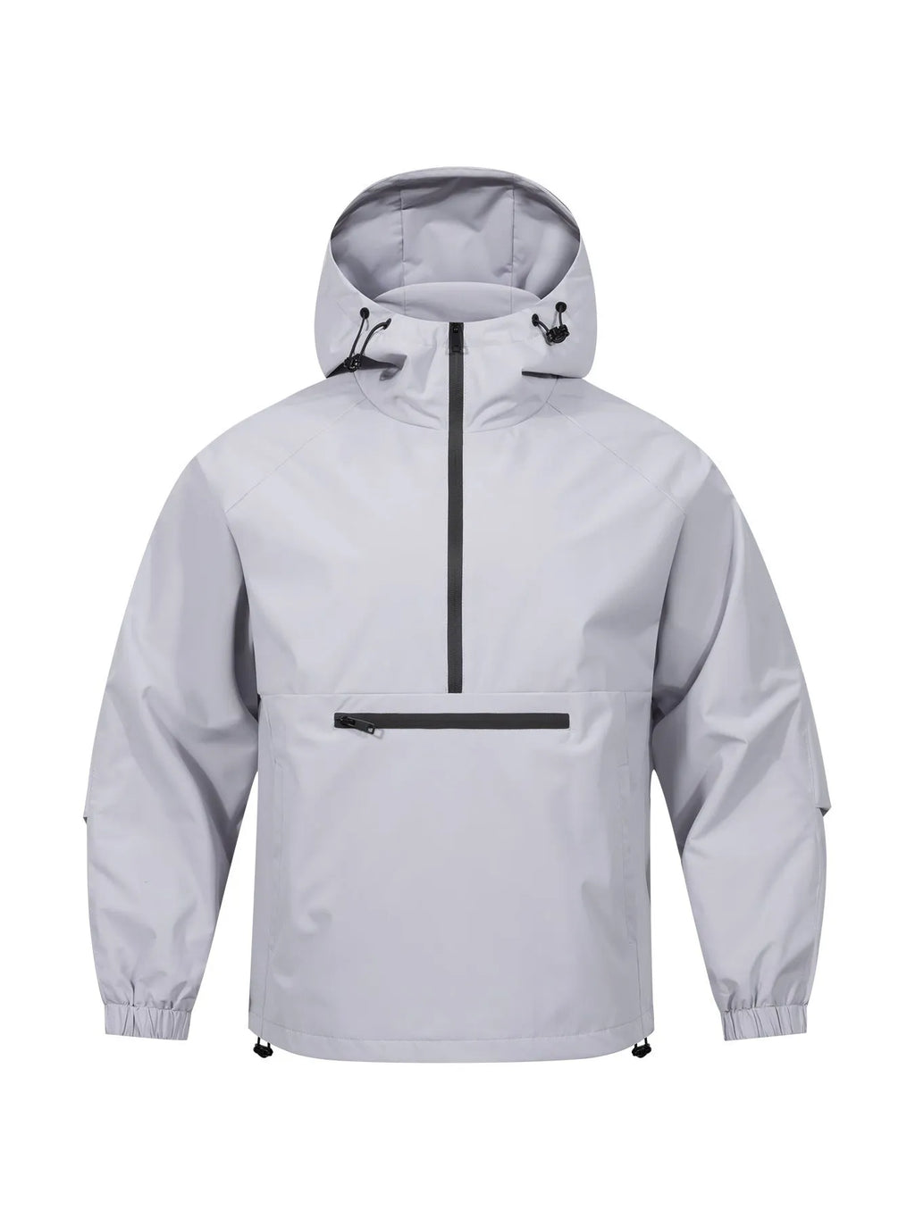Men's Korean-style loose corduroy hooded jacket with half-zip closure in light gray colour