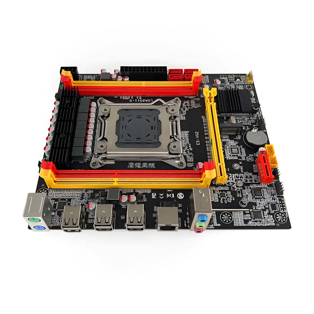 X79-VG2 desktop computer motherboard with LGA 2011 CPU socket and PCI Express slot.