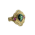 Golden lvzuan electroplated geometric women's ring in alloy with ins style design