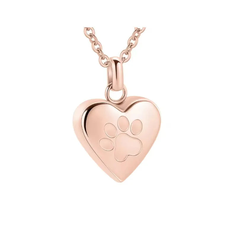 Openable heart-shaped titanium steel cinerary necklace for ashes in silver, gold, or rose gold.