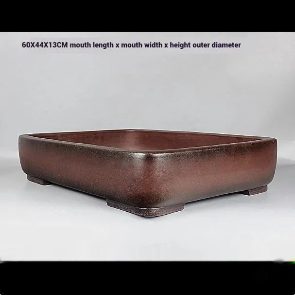 Handmade rectangular purple clay flower pot with antique finish for indoor plants