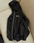 Men's grey hooded polyester sun protection jacket with British style loose fit