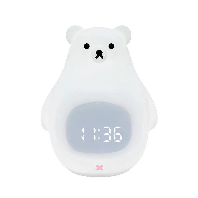 Big White Bear shaped silicone night light with a sleep timer and remote control on a surface.