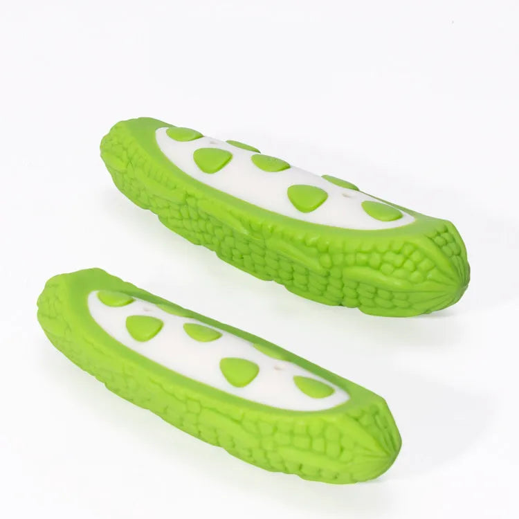 Green durable rubber dog chew toy with meat scent simulation for large breed biting resistance