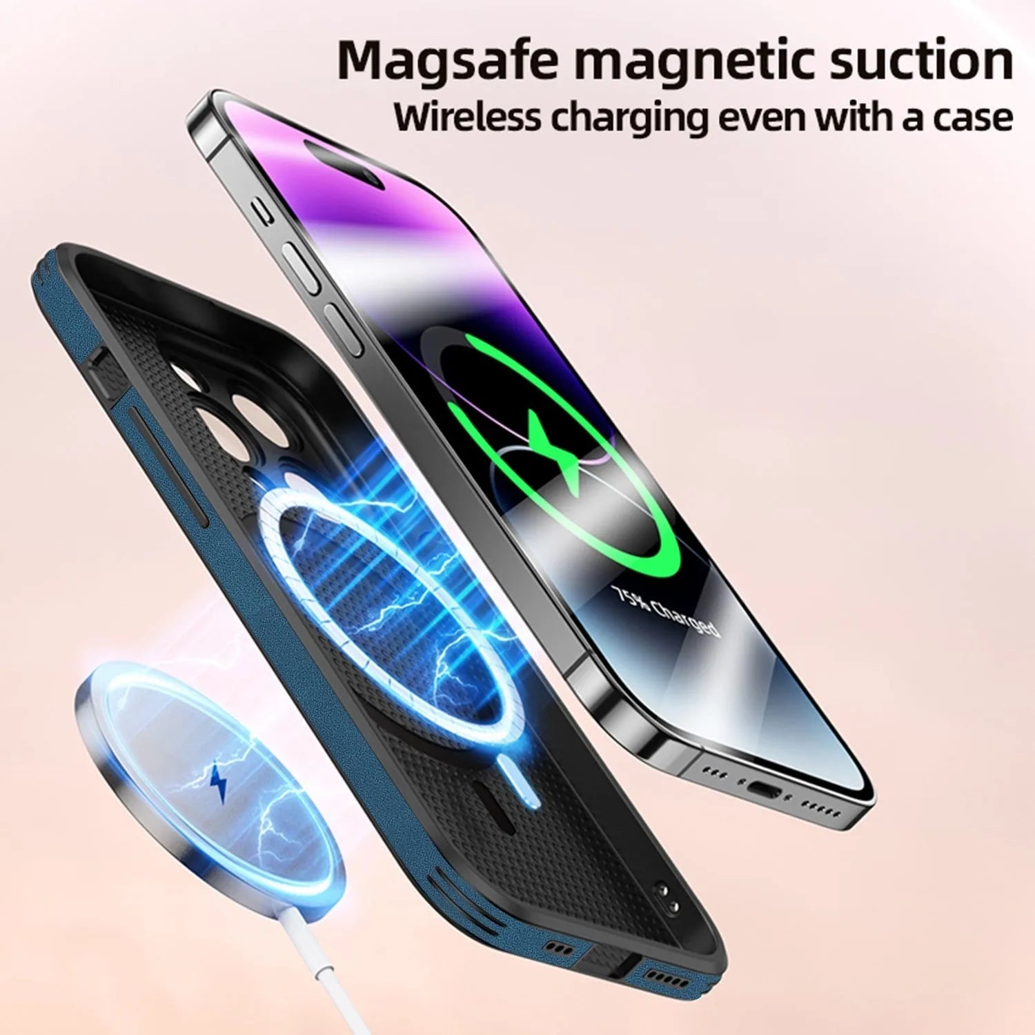 iPhone 16 series phone case with embossed moose head design in imitation leather, shown in multiple colour options.