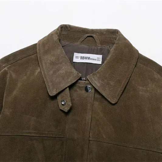 Women's regular fit PU leather jacket in a Japanese Korean casual style, shown in picture colour.