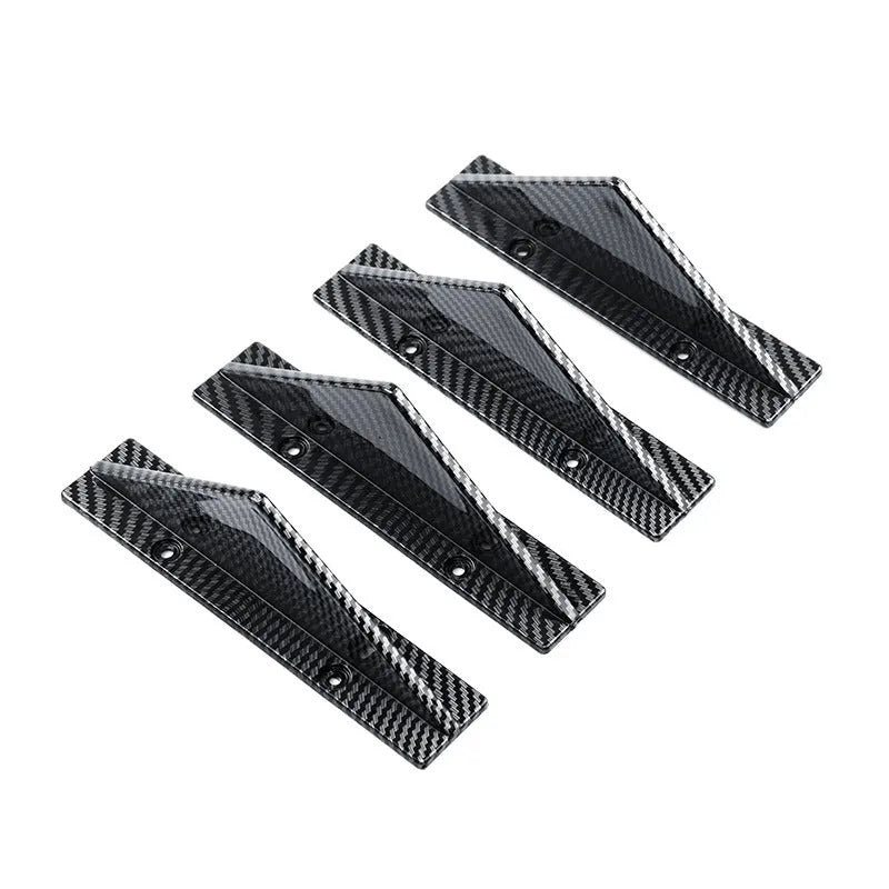 Black and carbon fibre universal 15cm triangle rear car spoiler with adhesive and screws.