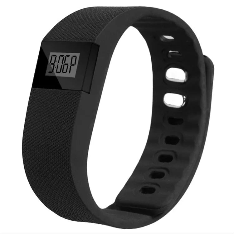 Ordinary bracelet pedometer fitness tracker in five colours on a wrist