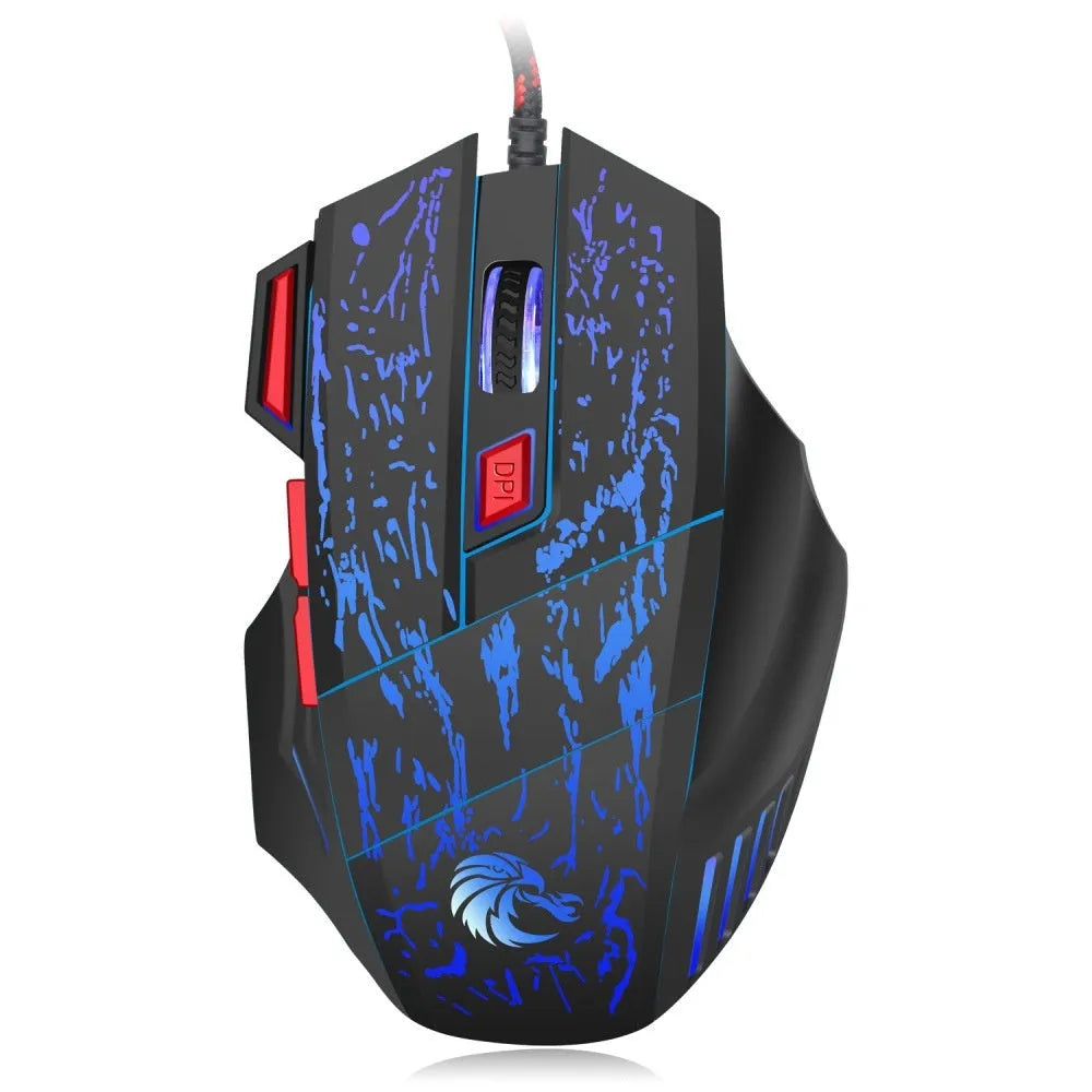 H300BK colour wired gaming mouse with luminous lighting effects on desktop