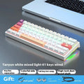 Blue and white 61-key mechanical keyboard with compact layout and hot-swappable switches