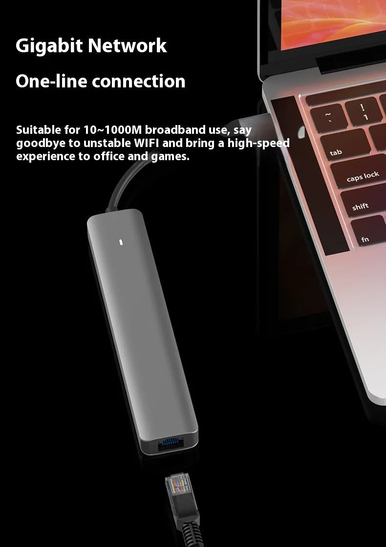 LQT-LH07 USB C 7-in-1 hub with HDMI, USB 3.0, SD card reader and Power Delivery charging port