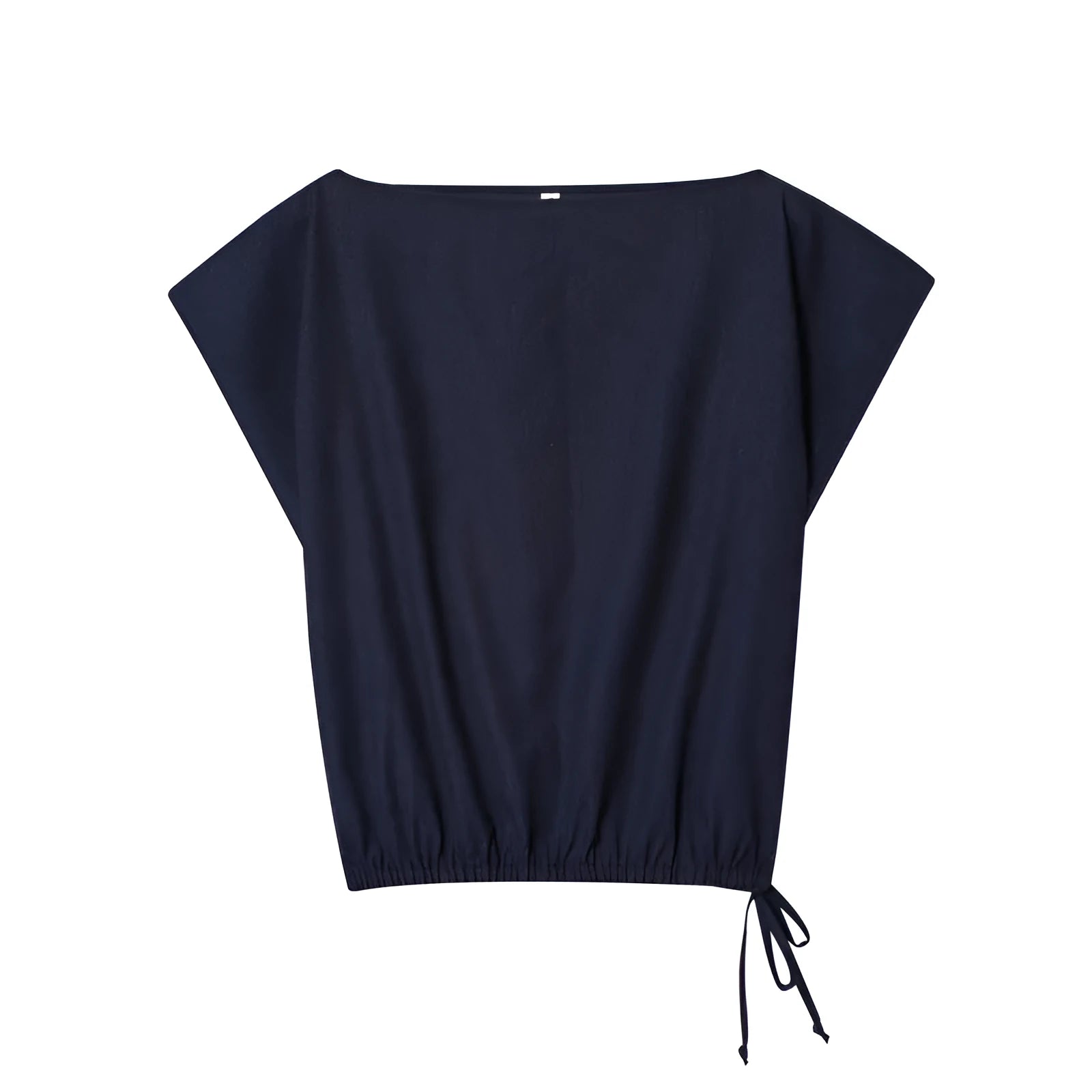 Women's linen blend shirt and trousers set with flounced sleeves in Asian sizes