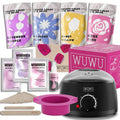 29-piece hard wax hair removal kit with black wax warmer, four wax beans, facial and body sticks, aftercare lotion and cooling masks