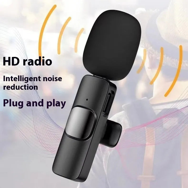 Wireless collar clip lavalier microphone for outdoor video recording with multiple interface connection options