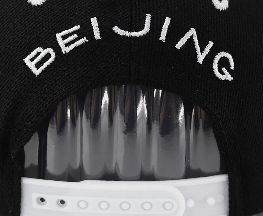 Cotton baseball cap with letter embroidery in SR White colour showing dome crown style