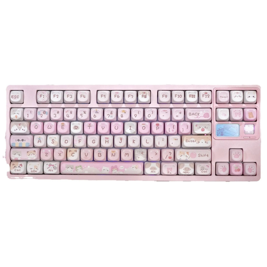 MOA height pink cartoon style key caps with five-sided sublimation printing for mechanical keyboards