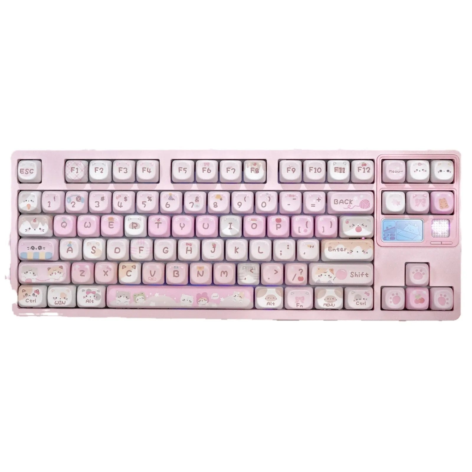 MOA height pink cartoon style key caps with five-sided sublimation printing for mechanical keyboards