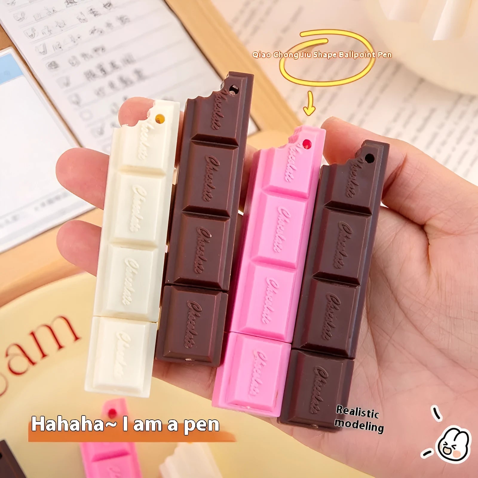 Chocolate simulation cartoon ballpoint pen with a 0.5 mm bullet tip.