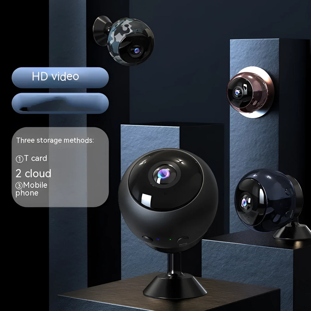 1080p wireless Wi-Fi surveillance camera with ABS housing and USB cable