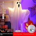 Luminous white Halloween ghost light decoration with cloth construction and 4.5V button electronics