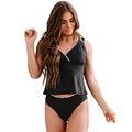 Black women's split swimsuit bikini set made from nylon fabric