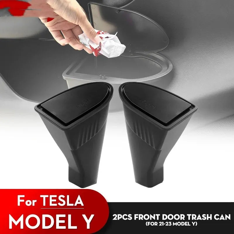 Black ABS plastic car door storage box for Tesla Model Y front doors