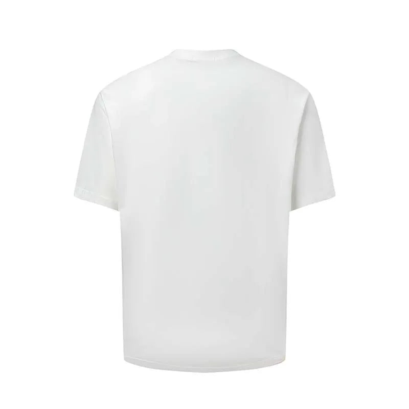 Men's blue American-style letter printed round neck T-shirt with loose fit