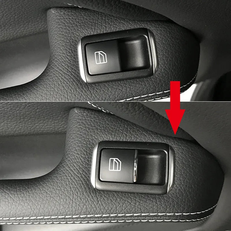 Black glitter adhesive sticker for covering a car window lift button.