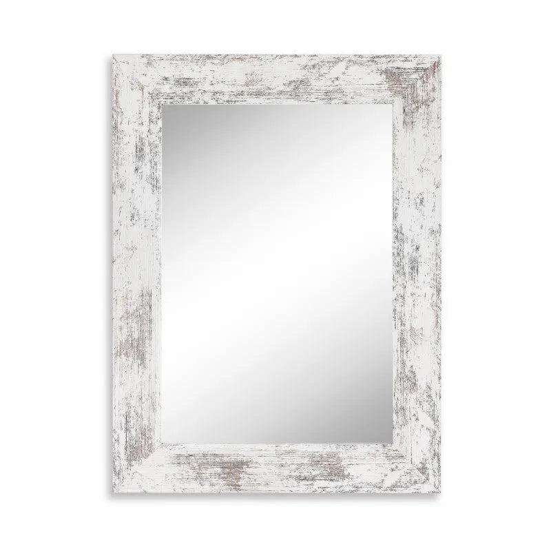 Little white wall-mounted bathroom mirror with retro Chinese style in modern pastoral design