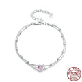 Women's sweet style 925 sterling silver bracelet with a small heart-shaped pendant on an adjustable chain.