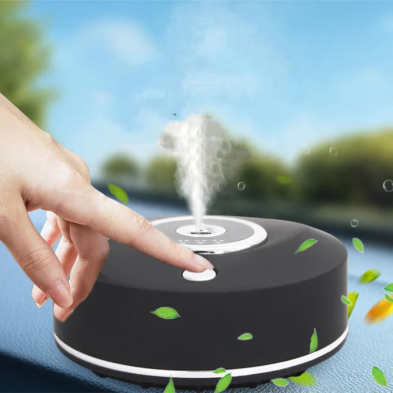 USB car air freshener diffuser with anti-slip pad in black, grey or white options