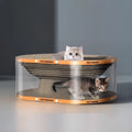 White transparent diamond pattern cat scratch board and nest tunnel toy, 58x45x23cm