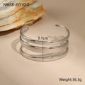 Gold electroplated stainless steel geometric line bracelet for women with a simple clasp.