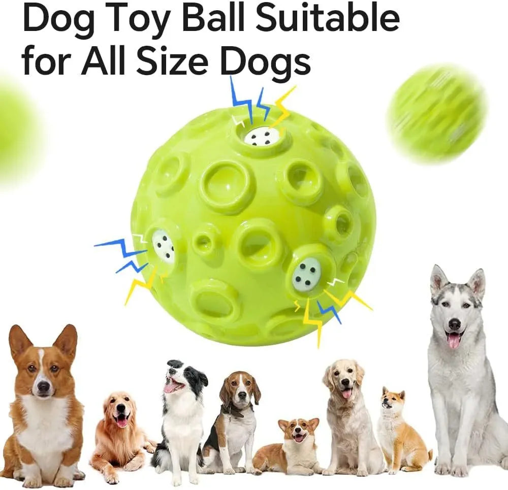 Colourful rubber dog toy ball with textured surface for chewing and teeth cleaning